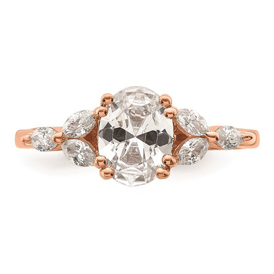 14k Rose Gold (Holds 1 carat (8.00x6.1mm) Oval Center) 1/5 carat Marquise Diamond Semi-Mount Engagement Ring