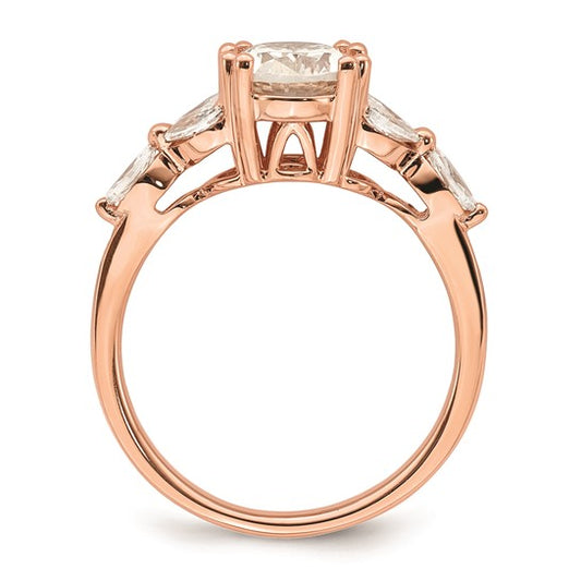 14k Rose Gold (Holds 1.5 carat (9.2x6.9mm) Oval Center) 1/3 carat Marquise Diamond Semi-Mount Engagement Ring