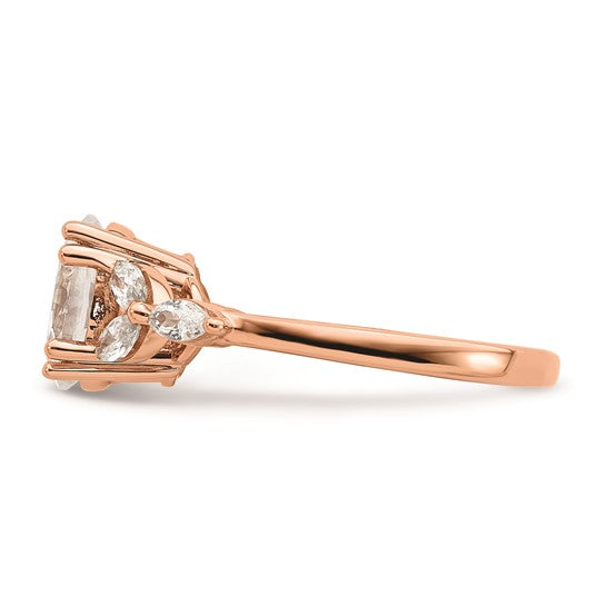 14k Rose Gold (Holds 1.5 carat (9.2x6.9mm) Oval Center) 1/3 carat Marquise Diamond Semi-Mount Engagement Ring