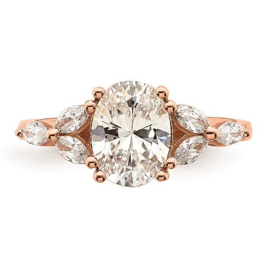 14k Rose Gold (Holds 1.5 carat (9.2x6.9mm) Oval Center) 1/3 carat Marquise Diamond Semi-Mount Engagement Ring