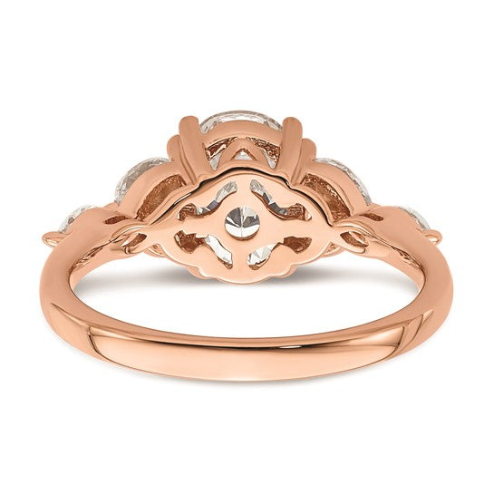 14k Rose Gold (Holds 1.5 carat (9.2x6.9mm) Oval Center) 1/3 carat Marquise Diamond Semi-Mount Engagement Ring