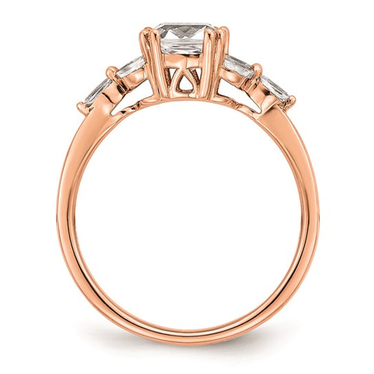 14k Rose Gold (Holds 1 carat (6.00mm) Cushion Center) 1/5 carat Marquise Diamond Semi-Mount Engagement Ring