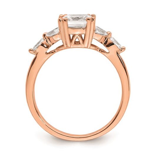 14k Rose Gold (Holds 1.5 carat (7.00mm) Cushion Center) 1/5 carat Marquise Diamond Semi-Mount Engagement Ring