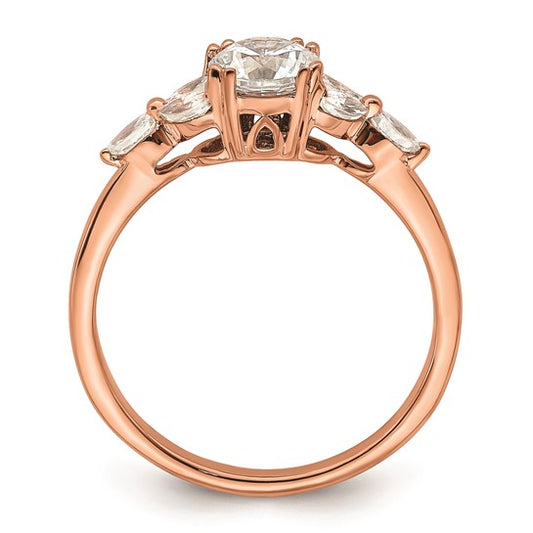 14k Rose Gold (Holds 3/4 carat (5.8mm) Round Center) 1/5 carat Marquise Diamond Semi-Mount Engagement Ring
