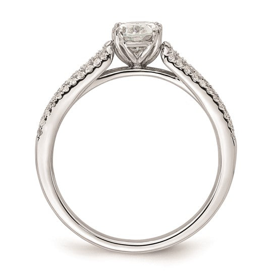 14k White Gold 3-Row (Holds 1/2 carat (6.4x4.9mm) Oval Center) 1/4 carat Diamond Semi-Mount Engagement Ring
