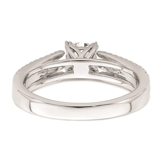 14k White Gold 3-Row (Holds 1/2 carat (4.9mm) Cushion Center) 1/4 carat Diamond Semi-Mount Engagement Ring