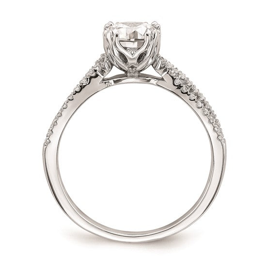 14k White Gold Criss-Cross (Holds 1 carat (6.5mm) Round Center) 1/5 carat Diamond Semi-Mount Engagement Ring