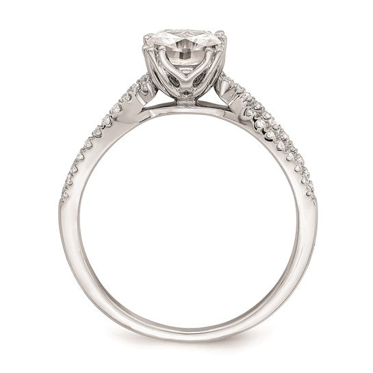 14k White Gold Criss-Cross (Holds 1 carat (6.00mm) Cushion Center) 1/5 carat Diamond Semi-Mount Engagement Ring