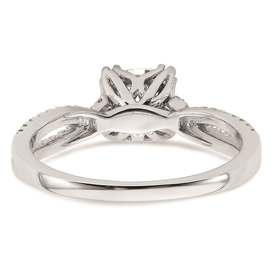 14k White Gold Criss-Cross (Holds 1 carat (6.00mm) Cushion Center) 1/5 carat Diamond Semi-Mount Engagement Ring