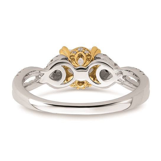 14k Two-tone Criss-Cross (Holds 1 carat (5.5mm) Princess Center) 1/4 carat Diamond Semi-Mount Engagement Ring