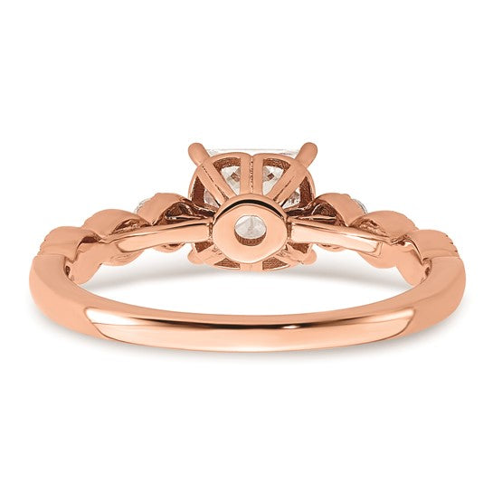 14k Rose Gold (Holds 1 carat (5.5mm) Princess Center) 1/8 carat Diamond Semi-Mount Engagement Ring