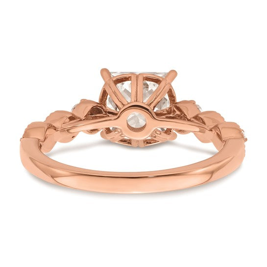 14k Rose Gold (Holds 1.5 carat (6.5mm) Princess Center) 1/6 carat Diamond Semi-Mount Engagement Ring