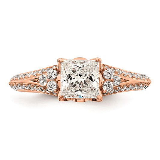 14k Rose Gold (Holds 1 carat (5.5mm) Princess Center) 1/3 carat Diamond Semi-Mount Engagement Ring