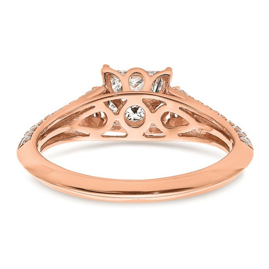 14k Rose Gold (Holds 1 carat (5.5mm) Princess Center) 1/3 carat Diamond Semi-Mount Engagement Ring