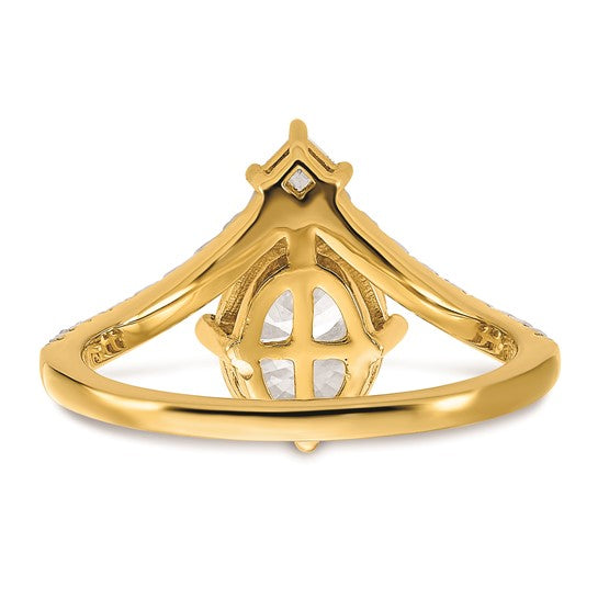 14k Asymmetric (Holds 1.5 carat (9.2x6.9mm) Oval Center) 1/2 carat Diamond Semi-Mount Engagement Ring