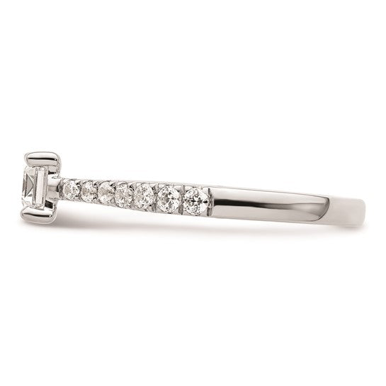 14k White Gold East West (Holds 3/4 carat (6.1x4.5mm) Emerald-cut Center) 1/4 carat Diamond Semi-Mount Engagement Ring