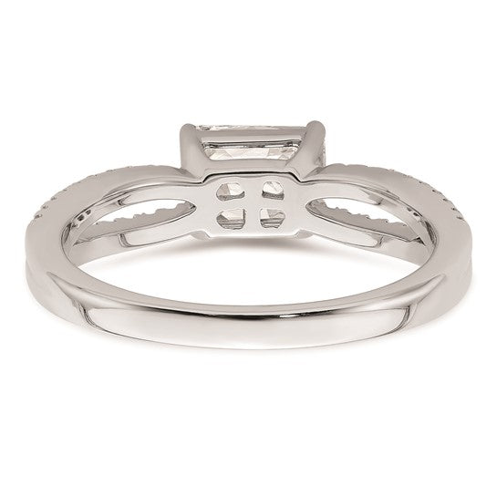 14k White Gold East West (Holds 1 carat (6.9x5.2mm) Emerald-cut Center) 1/5 carat Diamond Semi-Mount Engagement Ring