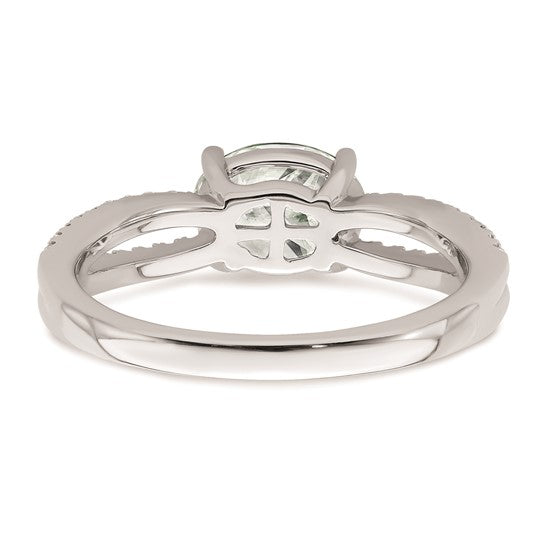 14k White Gold East West (Holds 1 carat (8.00x6.1mm) Oval Center) 1/5 carat Diamond Semi-Mount Engagement Ring