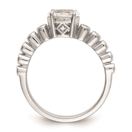 14k White Gold East West (Holds 3/4 carat (7.1x5.4mm) Oval Center) 1/8 carat Diamond Semi-Mount Engagement Ring