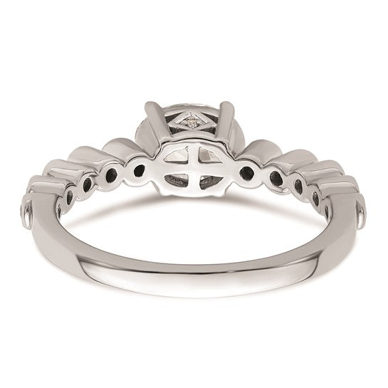 14k White Gold East West (Holds 3/4 carat (7.1x5.4mm) Oval Center) 1/8 carat Diamond Semi-Mount Engagement Ring