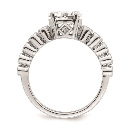 14k White Gold East West (Holds 1 carat (8.00x6.1mm) Oval Center) 1/5 carat Diamond Semi-Mount Engagement Ring
