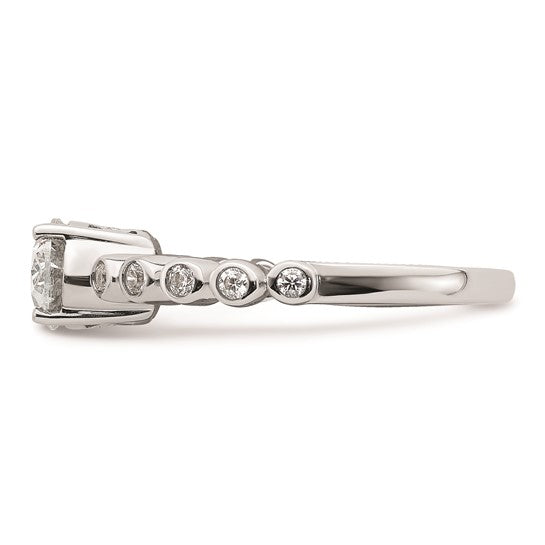 14k White Gold East West (Holds 1 carat (8.00x6.1mm) Oval Center) 1/5 carat Diamond Semi-Mount Engagement Ring
