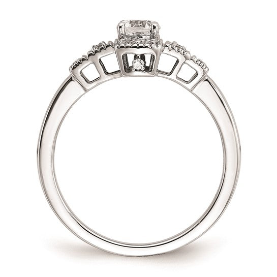 14k White Gold Art Deco (Holds 1/3 carat (4.5mm) Round Center) 1/6 carat Diamond Semi-mount Engagement Ring