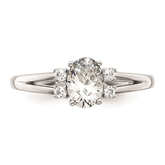 14k White Gold Oval Semi-Mount Split Band Engagement Ring