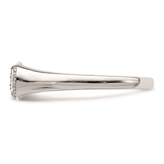 14k White Gold (Holds 1 carat (6.40 mm) Round) Half-Bezel with 1/20 carat Diamond Semi-Mount Engagement Ring