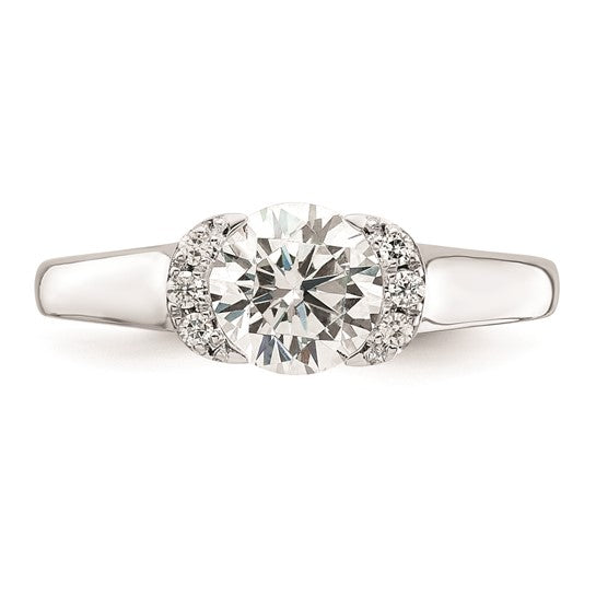 14k White Gold (Holds 1 carat (6.40 mm) Round) Half-Bezel with 1/20 carat Diamond Semi-Mount Engagement Ring