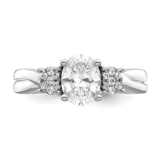 14K White Gold Lab Grown Diamond Semi-mount Oval Engagement Ring