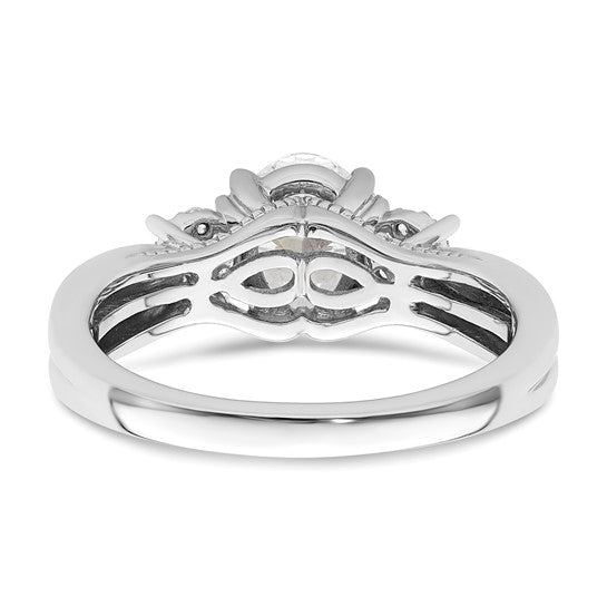 14K White Gold Lab Grown Diamond Semi-mount Oval Engagement Ring