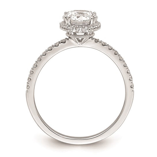 14K White Gold Vintage Halo (Holds 1 carat (6.5mm) Round Center) 1/4 carat Diamond Semi-mount Engagement Ring