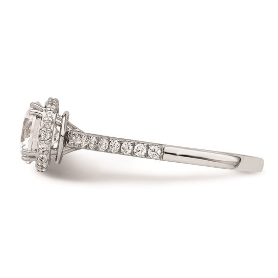 14K White Gold Vintage Halo (Holds 1 carat (6.5mm) Round Center) 1/4 carat Diamond Semi-mount Engagement Ring