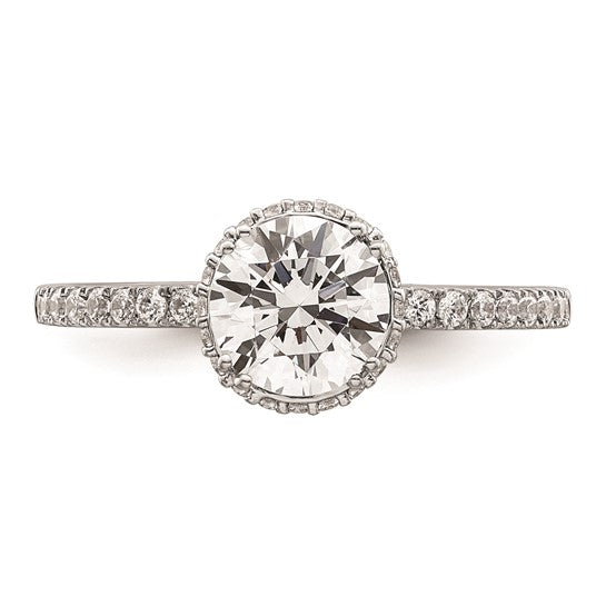 14K White Gold Vintage Halo (Holds 1 carat (6.5mm) Round Center) 1/4 carat Diamond Semi-mount Engagement Ring