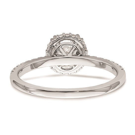 14K White Gold Vintage Halo (Holds 1 carat (6.5mm) Round Center) 1/4 carat Diamond Semi-mount Engagement Ring