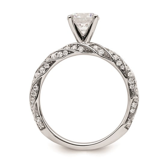 14k White Gold Twist (holds 1 carat (6.5mm) Round Center) 3/8 carat Diamond Semi-mount Engagement Ring