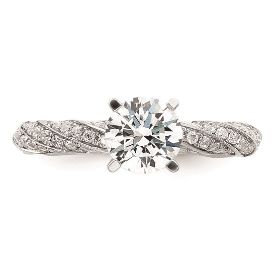 14k White Gold Twist (holds 1 carat (6.5mm) Round Center) 3/8 carat Diamond Semi-mount Engagement Ring