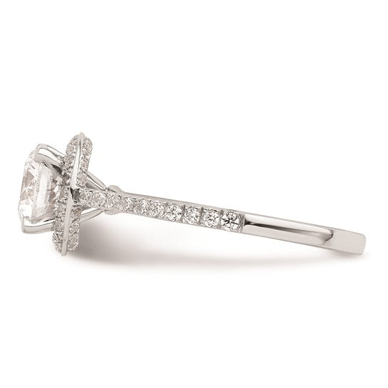 14K White Gold Vintage Halo (Holds 1 carat (6.5mm) Round Center) 1/3 carat Diamond Semi-mount Engagement Ring