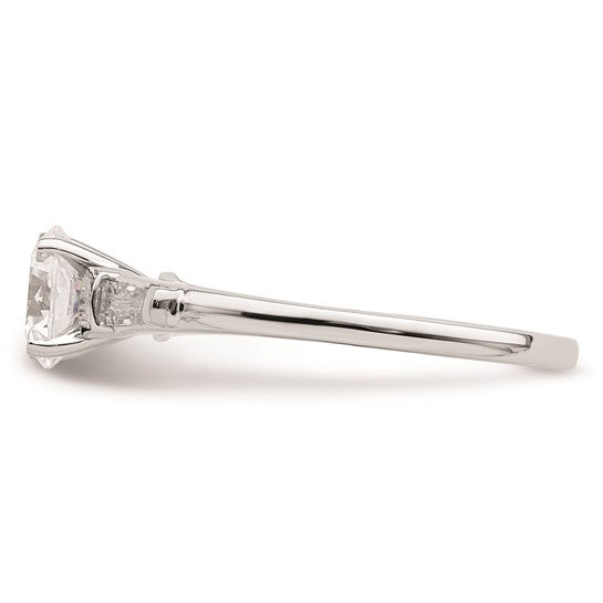 14K White Gold Semi-Mount Including 2-Baquette Side Stones Diamond Engagement Ring