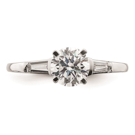 14K White Gold Semi-Mount Including 2-Baquette Side Stones Diamond Engagement Ring
