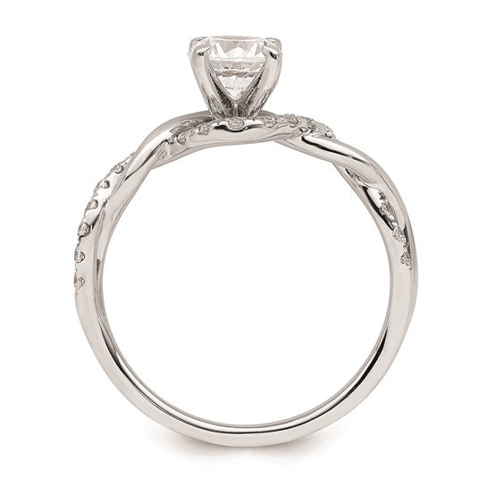 14k White Gold Twist (Holds 5/8 carat (5.8mm) Round Center) 1/4 carat Diamond Semi-mount Engagement Ring