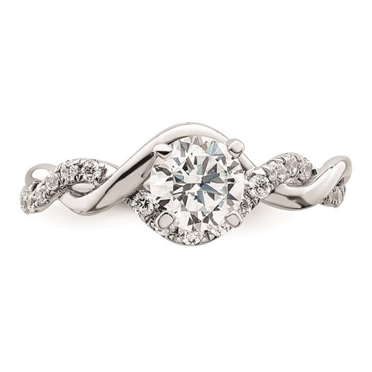 14k White Gold Twist (Holds 5/8 carat (5.8mm) Round Center) 1/4 carat Diamond Semi-mount Engagement Ring