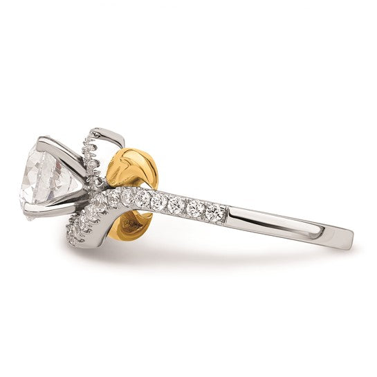 14k Two-tone By-Pass (Holds 1 carat (6.5mm) Round Center) 1/3 carat Diamond Semi-mount Engagement Ring