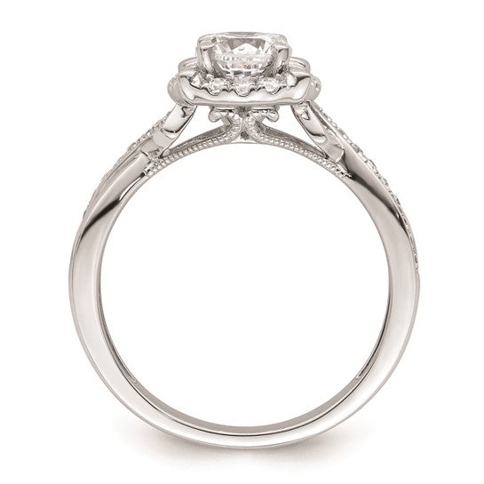 14K White Gold Halo Plus (Holds 5/8 carat (5.8mm) Round Center) 1/4 carat Diamond Semi-mount Engagement Ring