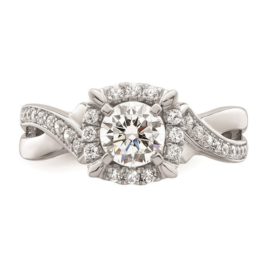 14K White Gold Halo Plus (Holds 5/8 carat (5.8mm) Round Center) 1/4 carat Diamond Semi-mount Engagement Ring