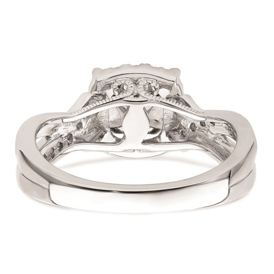 14K White Gold Halo Plus (Holds 5/8 carat (5.8mm) Round Center) 1/4 carat Diamond Semi-mount Engagement Ring