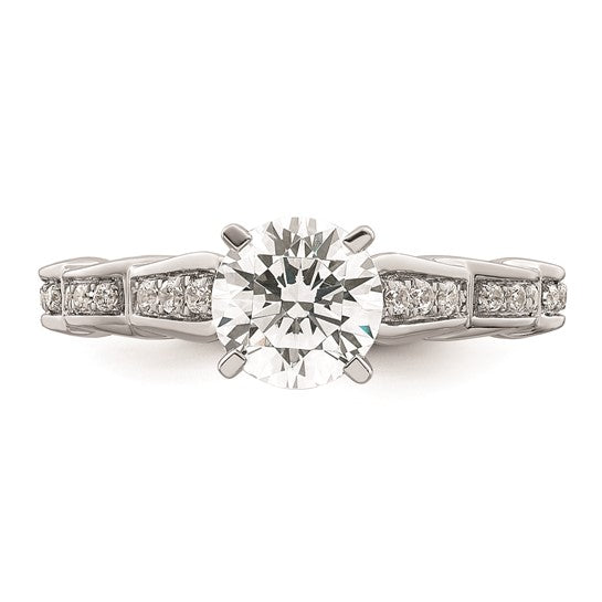 14K White Gold Twist (Holds 1 carat (6.5mm) Round Center) 1/8 carat Diamond Semi-Mount Engagement Ring