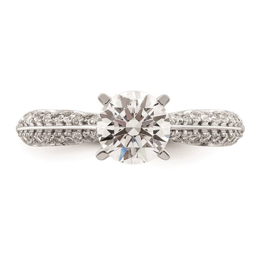 14K White Gold (Holds 1 carat (6.5mm) Round Center) 1/3 carat Diamond Semi-Mount Engagement Ring