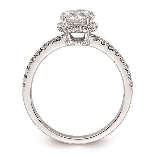 14K White Gold Vintage Halo (Holds 1 carat (6.5mm) Round Center) 1/3 carat Diamond Semi-mount Engagement Ring